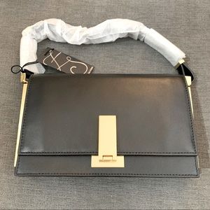 *NEW Zac Posen Leather Shoulder Clutch Bag - Black